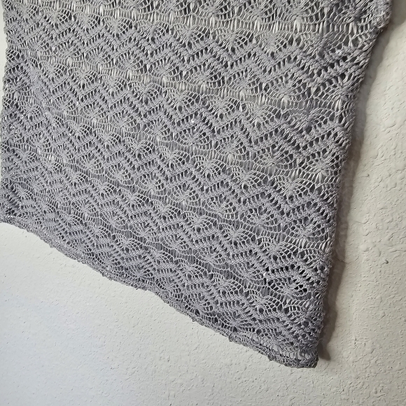 Express Crochet Vest Popover Womens XS Sleeveless Open Knit Sequin Sparkle Boxy - Picture 3 of 8